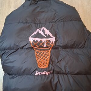 Snowday Black Puffer Jacket Pink Icecream Cone
